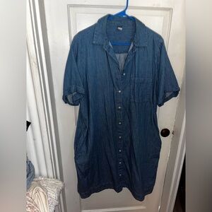 Old Navy Blue Denim Midi Dress